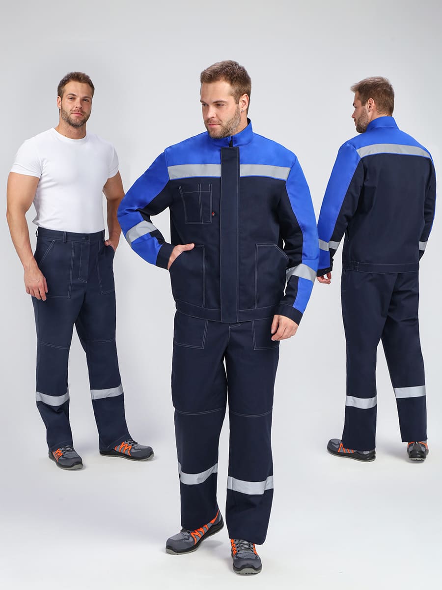 Костюм Бриготек-1 СОП (тк.Смесовая,260) брюки, т.синий/васильковый  Заключение МинПромТорг