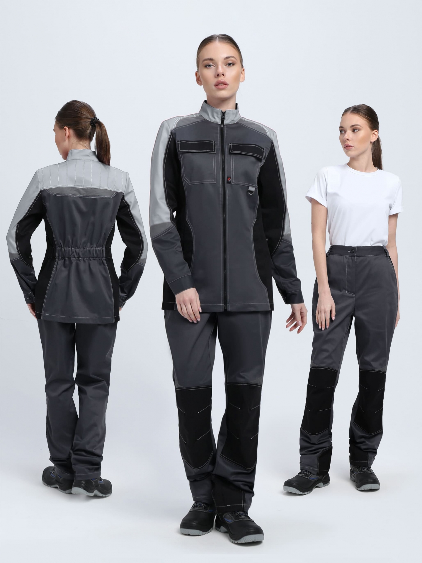 Костюм женский Формула-1 IMP (тк.Смесовая,240) брюки, т.серый/св.серый/черный
