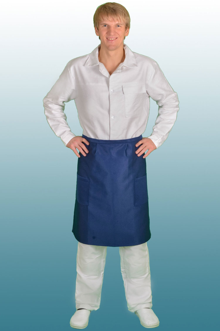 Фартук без грудки тк. Саржа гл/кр (черный) -только опт