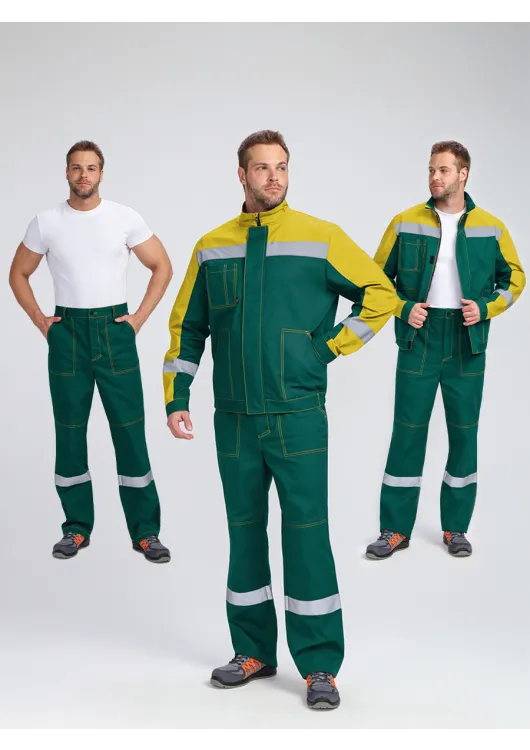 Купить костюм бриготек-1 соп (тк.смесовая,260) брюки, зеленый/желтый по цене - 3 750.00 р