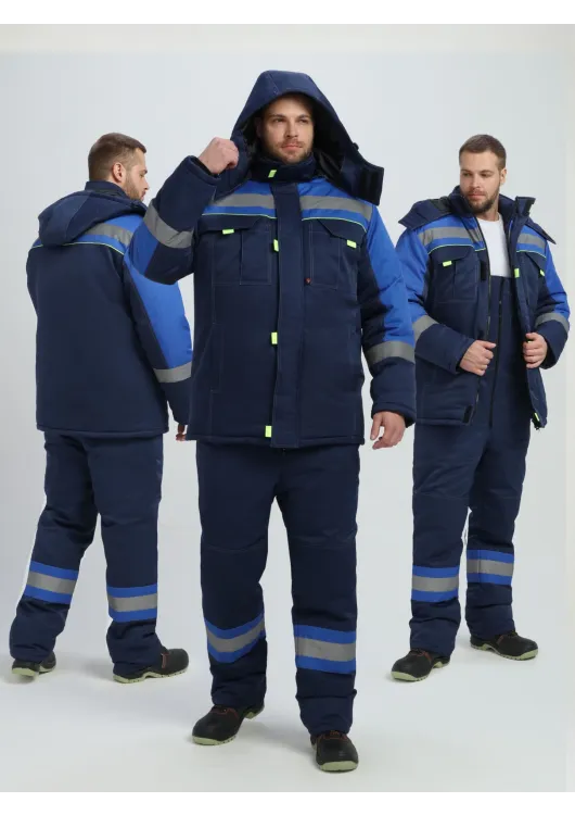 Купить костюм зимний бивек-2 соп (тк.смесовая,210) пк, т.синий/васильковый/лимон по цене - 6 430.00 р